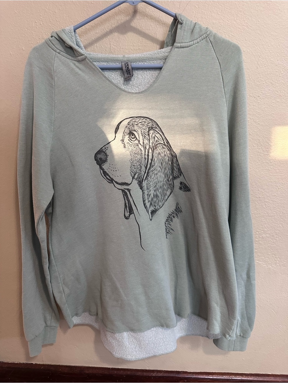 Dog Graphic Hooded Pullover Sweatshirt in Sage - Unbranded